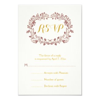 Marsala foliage wreath frame wedding RSVP Personalized Invitation