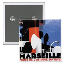 Marseilles Poster Pinback Buttons