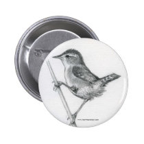 Marsh Wren -bird Pin or Button buttons
