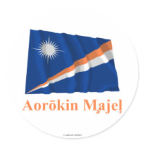 Marshall Islands Waving Flag w Name in Marshallese stickers