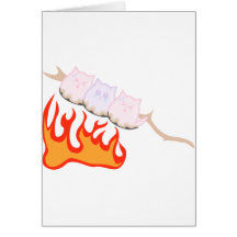 Marshmallow kittens being toasted cards