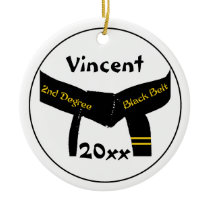 Martial Arts 2nd Degree Black Belt Round Ornament