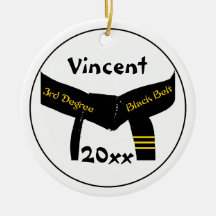 Martial Arts 3rd Degree Black Belt Round Ornament