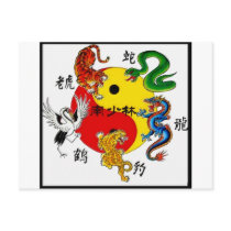 MARTIAL ARTS 5 ANIMALS POSTCARDS