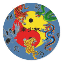 MARTIAL ARTS 5 ANIMALS ROUND STICKERS