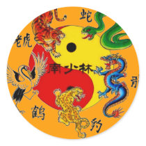 MARTIAL ARTS 5 ANIMALS ROUND STICKER