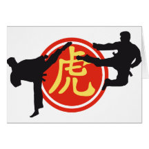martial arts and chinese sign grußkarte