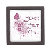Martial Arts Black Belt Girl Pink Gift Box Premium Trinket Box