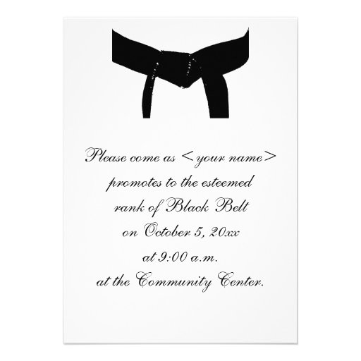 Martial Arts Black Belt Promotion Test Invitation