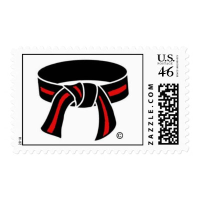 Martial Arts Black Belt Red Stripe Postage Stamps by MartialArtsParty