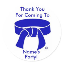 Martial Arts Blue Belt party thank you stickers
