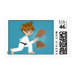 Martial Arts Boy Breaking Board Postage Stamps
