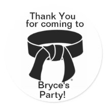 Martial Arts Bryce Party Thank You stickers