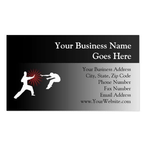 Martial Arts Energy Silhouette Business Card Templates (front side)