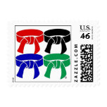 Martial Arts Four Belts Postage Stamps size small