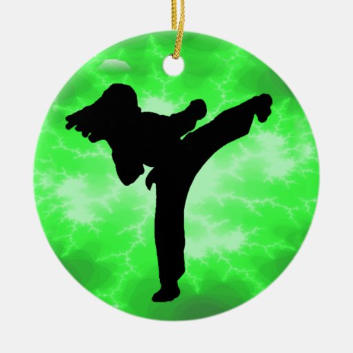 martial arts green lightning female design christmas ornament martial arts green lightning female design christmas ornament