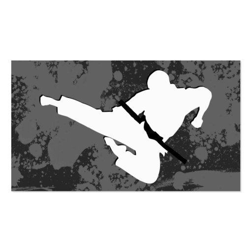 martial arts : grunge silhouettes : business card templates (back side)