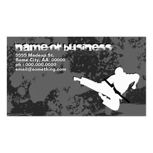 martial arts : grunge silhouettes : business card template (front side)