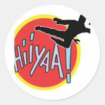 Martial Arts Karate Kid Round Stickers
