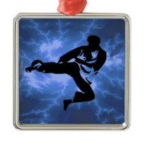 Martial Arts Lightning Blue Male Design ornaments