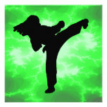 Martial Arts Lightning Girl green invitations