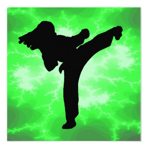 Martial Arts Lightning Girl green invitations