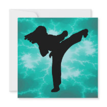 Martial Arts Lightning Invitation female in Teal