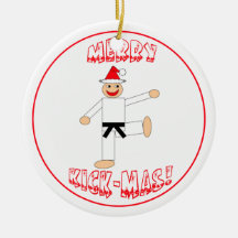 Martial Arts Merry Kick Mas Black Belt Ornament