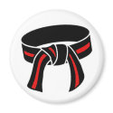Martial Arts Rank Belt Magnet, Black w Red Stripe