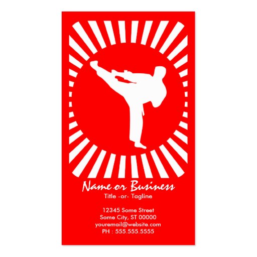 martial arts : red rays business cards (front side)