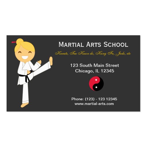 Martial Arts School Business Card Templates