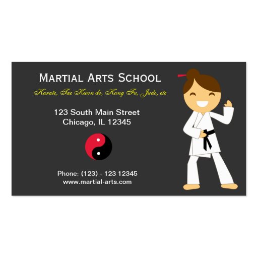 Martial Arts School Business Cards (front side)