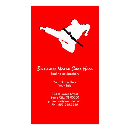 martial arts silhouette business card templates (front side)