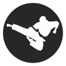 martial arts silhouettes round sticker
