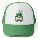 MARTIAN ALIEN HOLDING CUSTOM SIGN, <YOURTEXT> hats