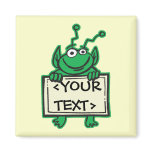 MARTIAN ALIEN HOLDING CUSTOM SIGN, <YOURTEXT> FRIDGE MAGNET