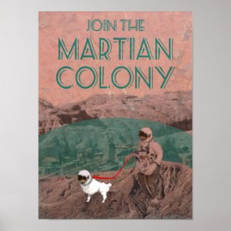 Martian Colony Futuristic Advertisement Posters