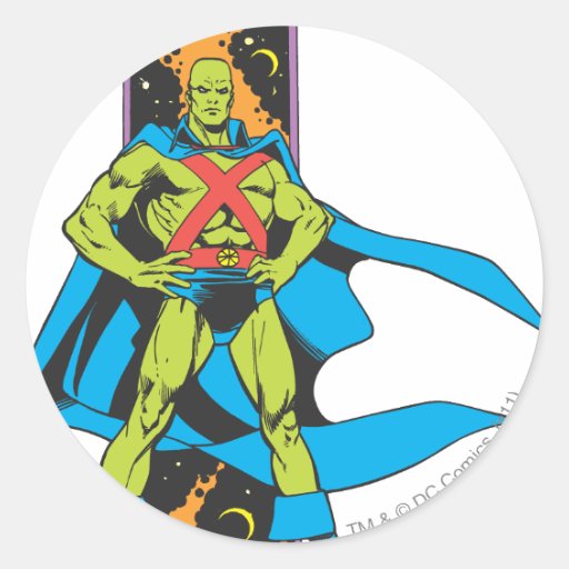 Martian Manhunter & Space Backdrop Round Sticker