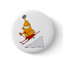 Martian Skier Pinback Buttons