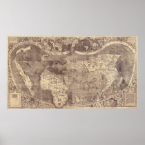 Martin Waldseemuller’s 1507 Vintage World Map Poster