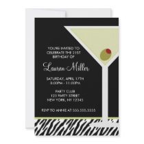 Martini and Zebra Pattern Invitation