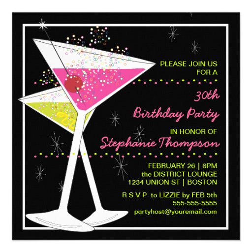 Martini Cocktail Birthday Party Invitation