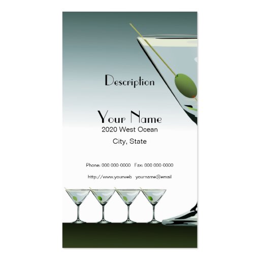 Martini Cocktail Business Card (back side)