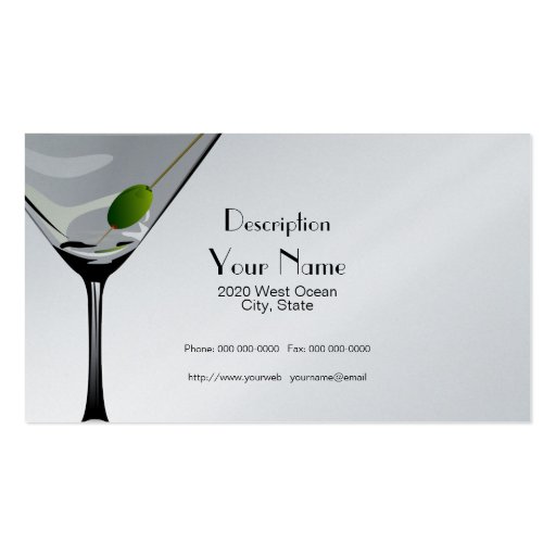 Martini Cocktail Business Card Platinum (back side)