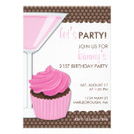 Martini & Cupcake 21st Birthday Custom Invite