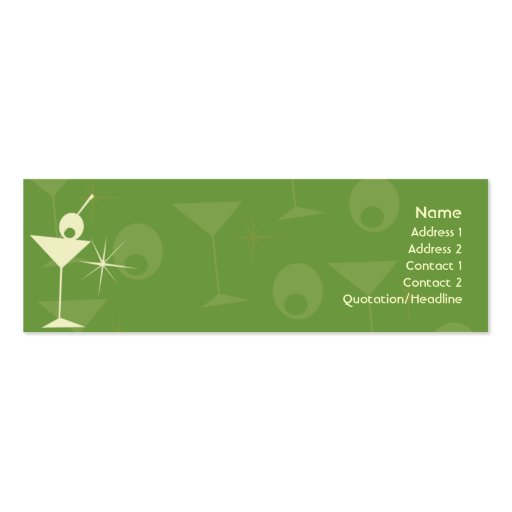 Martini Dazzle - Skinny Business Card