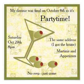 Martini Divorce Party Invitation