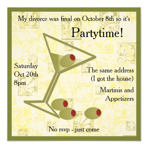 Martini Divorce Party Invitation