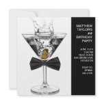Martini Glass Mans Any Number Birthday Party Personalized Invitation