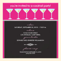 Martini Glasses Cocktail Party Invite (fuschia) invitations